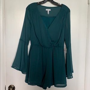 Leith Teal Long Sleeve Romper